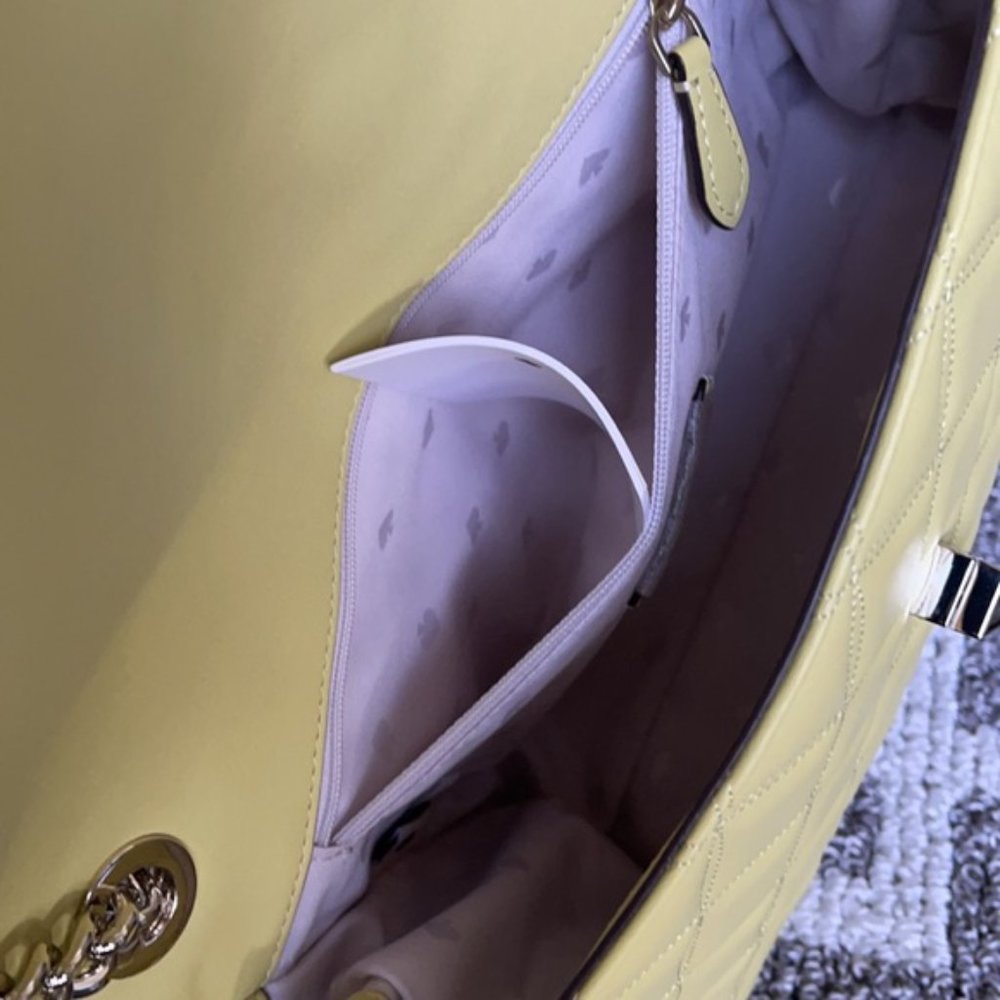 Kate Spade Natalia Smooth Leather Medium Flap Shoulder Bag Frosty Lime - Picture 10 of 16